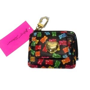 Betsey Johnson Black Multicolor Gummy Bears French Card Wallet New